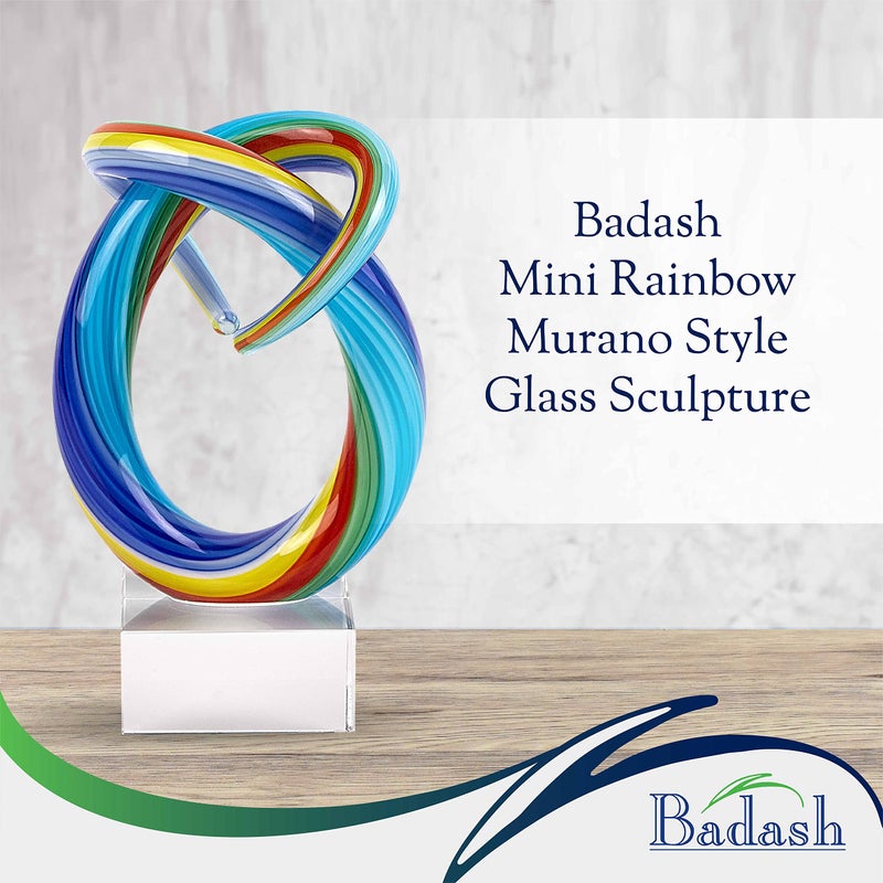 Badash Mini Rainbow Murano-Style Glass Sculpture - 6" Tall Mouth-Blown Art on Crystal Base - Contemporary Home Decor Accent Piece - Image 2